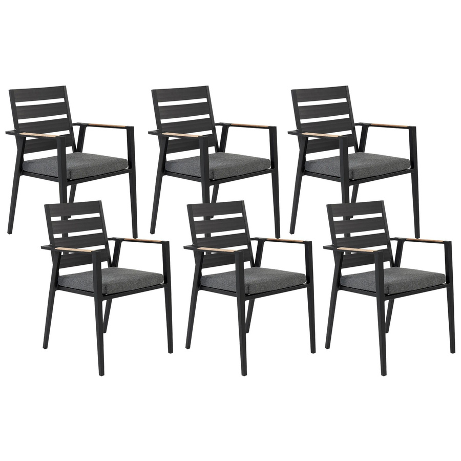 Beliani Gartenstuhl Modern in Schwarz und Grau mit hellem Holzfarbton, B/T/H: 58 x 54 x 86 cm - Bild 2