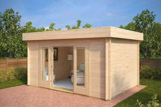 Holz-Gartenbüro Jacob E in der Größe 4 x 3 m als vorgefertigtes Garten-Sommerhaus - Bild 1