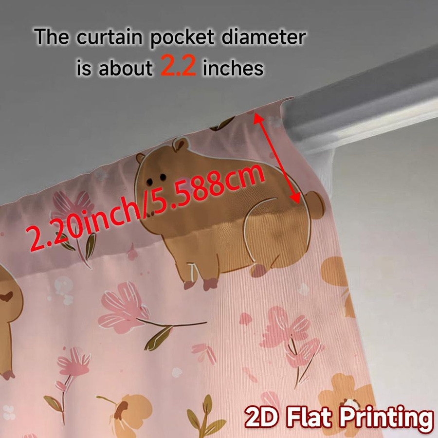 Vorhang-Set Capybara Florale Glückseligkeit aus Polyester mit Digitaldruck, 2 Stück, B: 100 cm, H: 70 cm - Bild 3