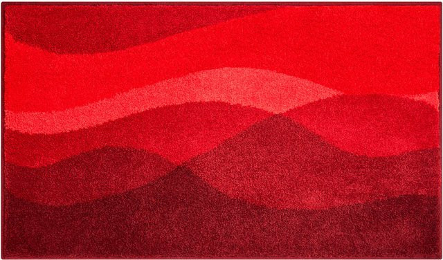 Rutschhemmende Badematte Berge in Rot aus 100% Polyacryl für Fußbodenheizung geeignet - Bild 1