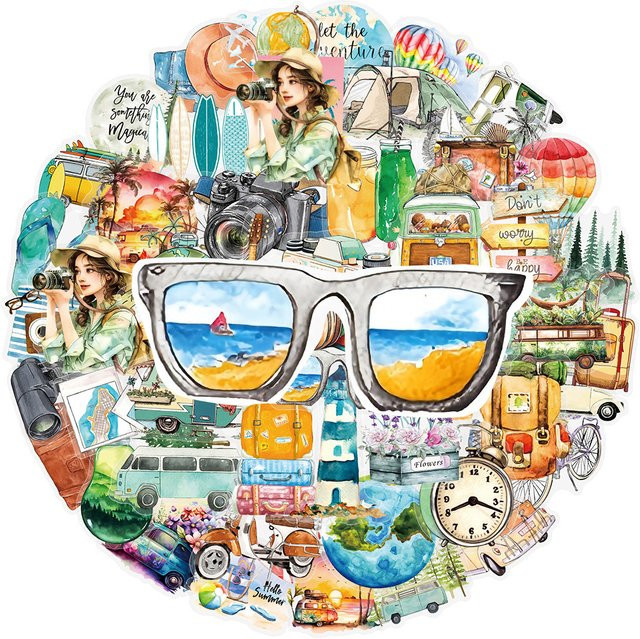 Charile Outdoor Reise Landschaft Aufkleber Wasserdicht Graffiti Dekoration für Telefon Auto Laptop Camping in Transparent und Multicolour - Bild 1