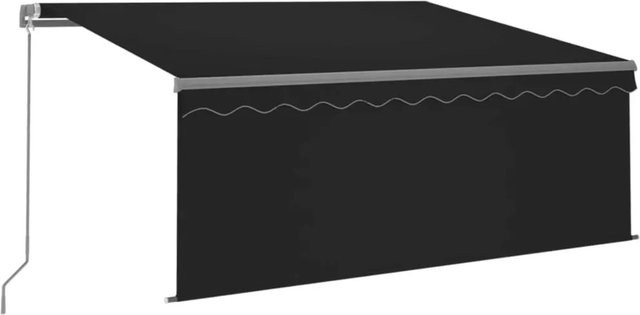Furnicato Markise manuell einziehbar mit Rollo aus Aluminium und Polyestergewebe, Anthrazit, B: 35 m, H: 25 m - Bild 1