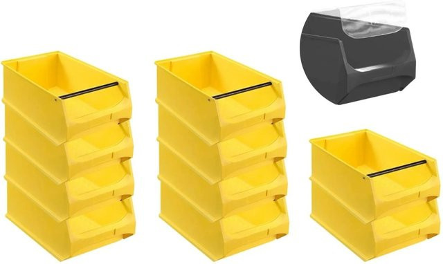 PROREGAL SparSet 10 Stück Sichtlagerboxen 5.1 mit Griffstange und Abdeckung, Gelb, H: 20 cm, B: 30 cm, T: 50 cm - Bild 1