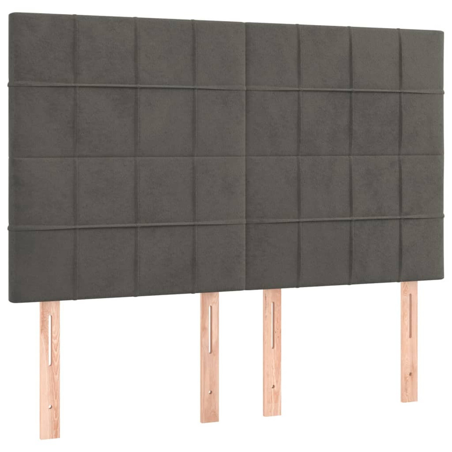 vidaXL Boxspringbett mit Matratze Dunkelgrau Samt B/T/H: 140 x 190 x 128 cm - Bild 4