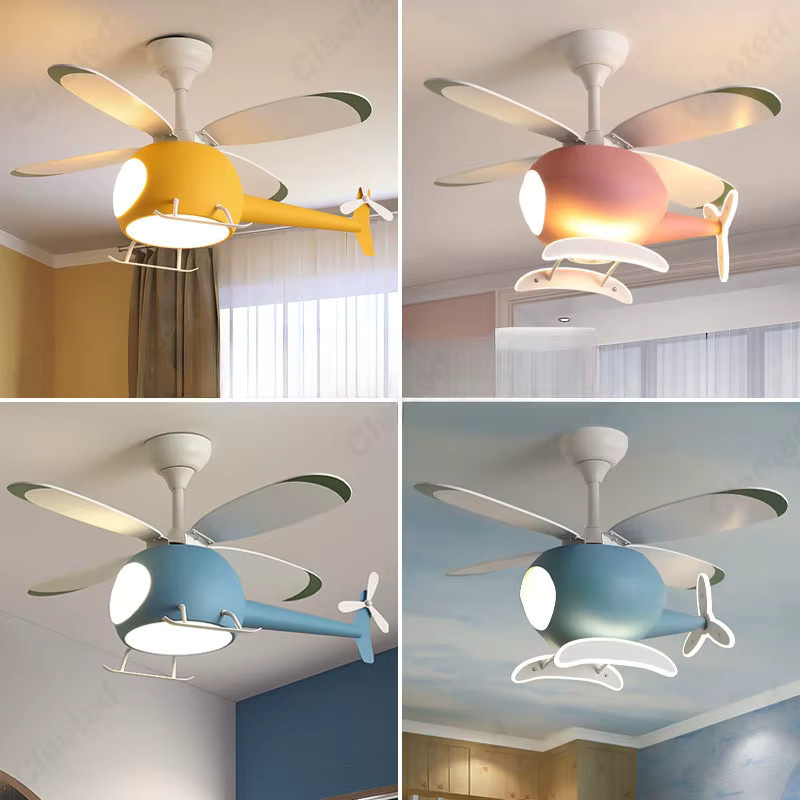 Claeted LED Deckenventilator Hubschrauber Design für Kinderzimmer in Weiß - Bild 2