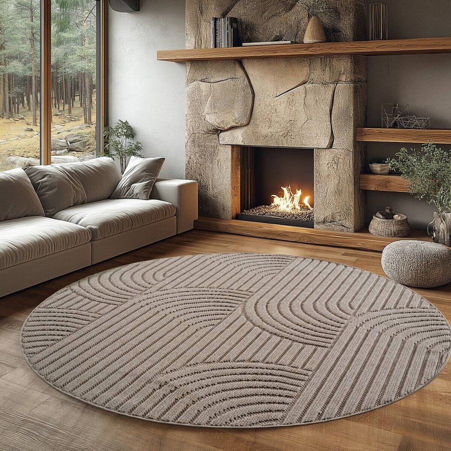Ayyildiz Flachgewebeteppich Helix rund Beige Durchmesser: 80 cm - Bild 2