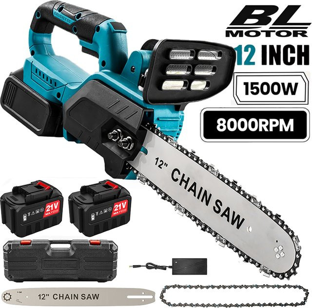 Makita 12-Zoll Akku-Elektrokettensäge mit 1500 W bürstenlosem Motor in Blau für Makita 18 V Akkus - Bild 1