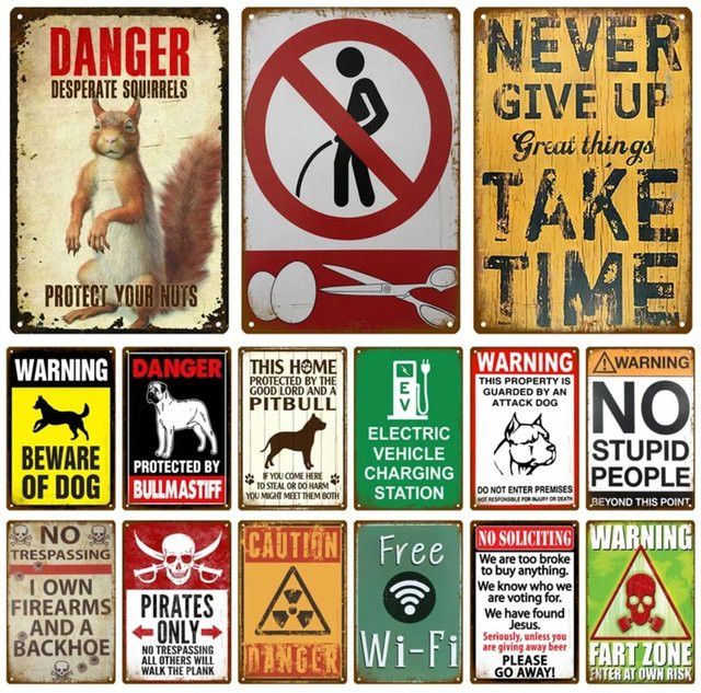 Vintage VIP Danger Wandplatte aus Metall von CIFBUY, dekoratives Warnblechschild, B/H: 20 x 30 cm - Bild 1