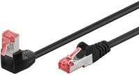 goobay Patchkabel Cat.6 S/FTP PiMF mit 90 Grad Winkel, RJ45, Schwarz, 1,0 m - Bild 1