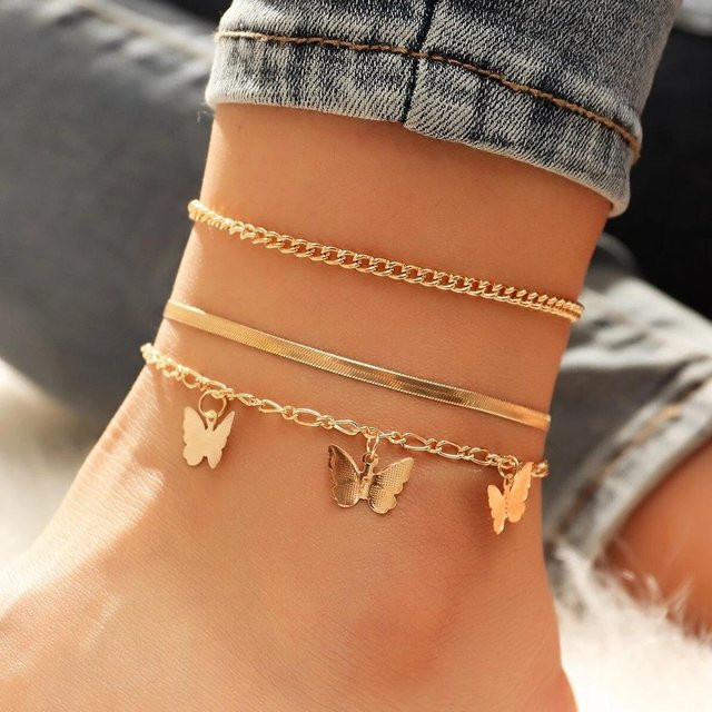 Fußschmuckset Allbestart, Butterfly, Gold, Damen - Bild 1