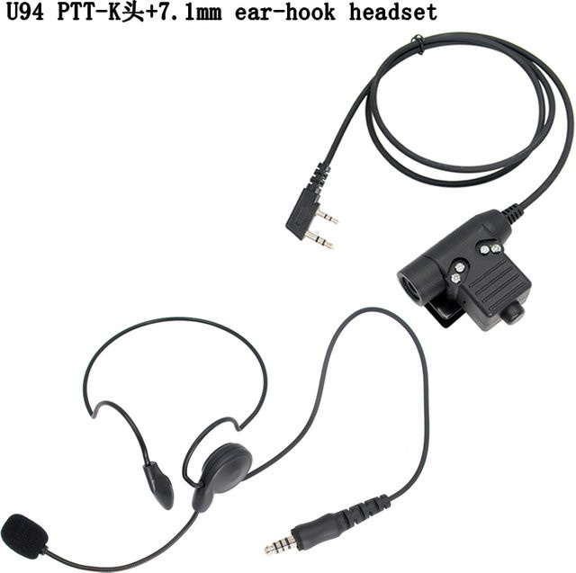 Taktisches Einseitiges Radio-Headset mit U94 PTT-Taste in Schwarz für Kenwood und Baofeng UV-5R UV-82 Walkie Talkie - Bild 1