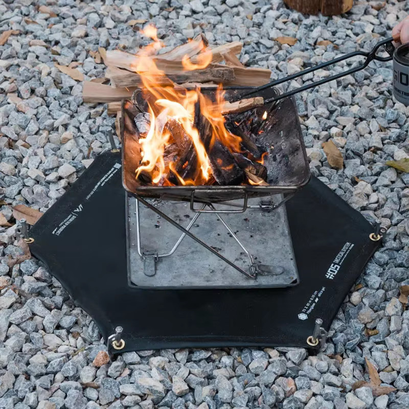ShineTrip Taktische Outdoor BBQ Camping Isoliermatte aus Silikon, Schwarzgebrannt, Feuerbeständig und Flammhemmend - Bild 3