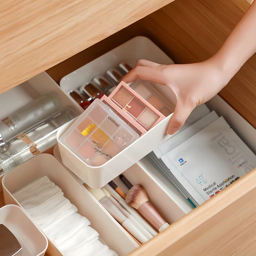 7-teiliges Schubladen-Organizer-Set aus Kunststoff in Weiß für Küche, Badezimmer und Schmuck - Bild 4