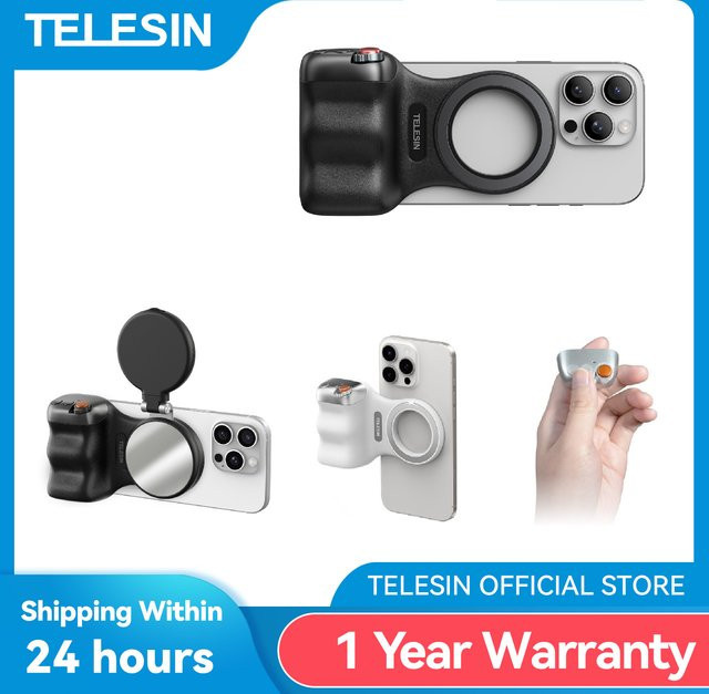 TELESIN Fun Shot Magnetischer Telefonhalter mit Fernbedienungsgriff für iPhone und Android, Schwarz - Bild 1