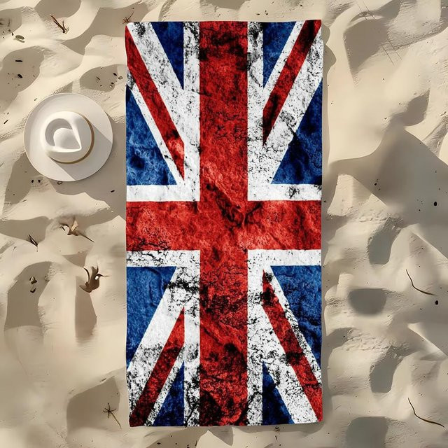 JMG Household Supplies Strandhandtuch mit UK-Flagge, Mikrofaser, blau, sandfrei und schnelltrocknend, B/H: 60 x 35 cm - Bild 1