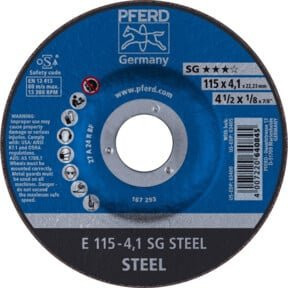 PFERD Schruppschleifscheibe SG-STEEL Blau Durchmesser: 115 mm, Breite: 4 mm - Bild 1