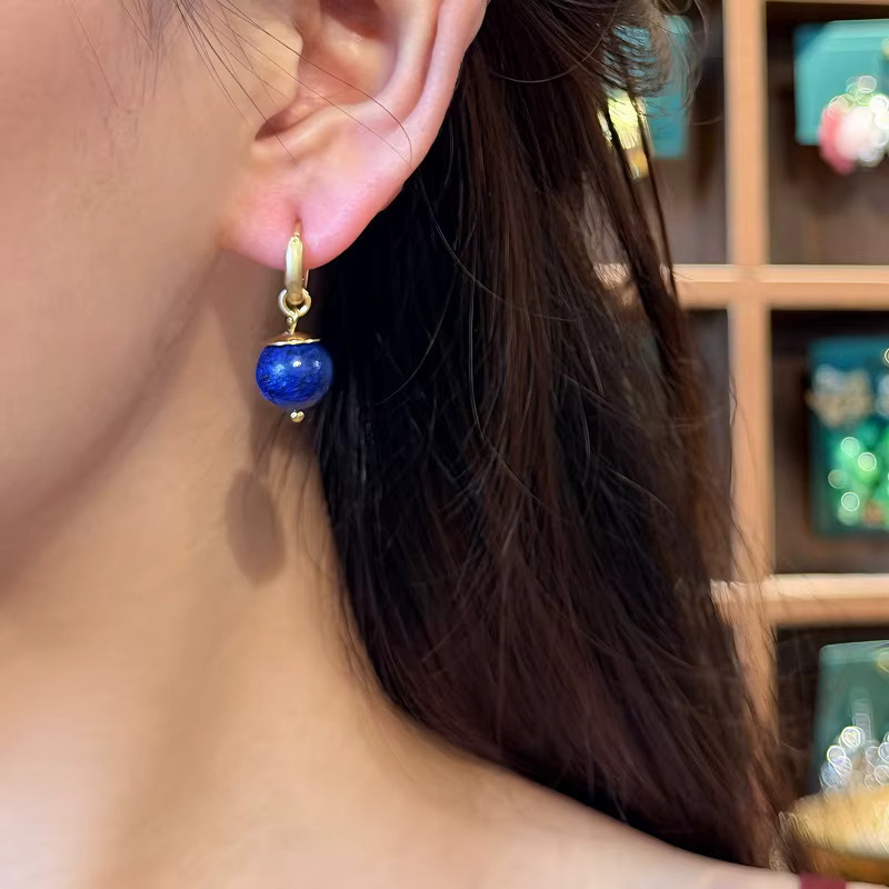 STALAIT Ohrringe, Lapislazuli-Kugel, hellgold, Blau, Damen - Bild 2