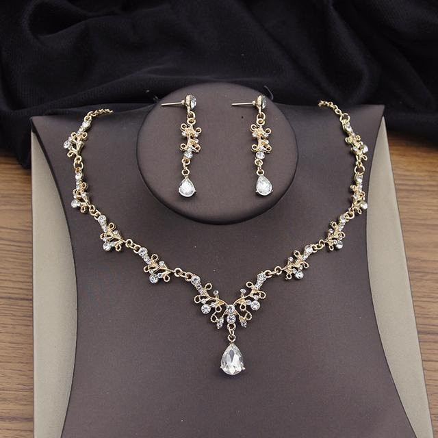 Wucifang Jewelry Schmuck-Set, Kristall, Gold, Zinklegierung, Damen - Bild 1