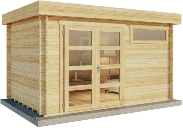 Alpholz Gartenhaus Set Leandro-28 Naturbelassen mit Dacheindeckung und Fußboden B/T/H: 395 x 268 x 217 cm - Bild 1