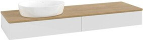 V&B Waschtischunterschrank Antao ohne Frontstruktur in Eiche Honig und Weiß lackiert, B: 160 cm, T: 50 cm - Bild 1