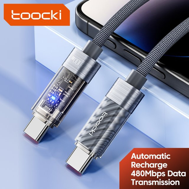 Toocki USB C auf USB C Schnellladekabel mit 100 W PD Power Delivery in Grau - Bild 1