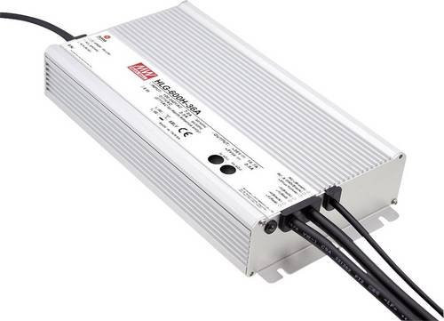 Mean Well HLG-600H-24A LED-Treiber, silberner LED-Trafo mit 600W, 24 V/DC, IP65 Schutzklasse - Bild 1