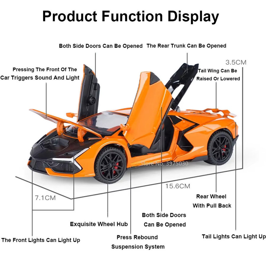 MAKEDA Lambor Revuelto Huracan ST EVO, Spielzeugauto, 1:32, Metall, mit Licht und Sound - Bild 1
