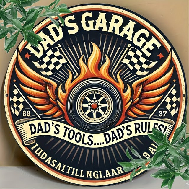 Dad'S Garage Metallwandkunst von Potdemiel, Vintage Racing Aluminium-Blechschild, Mehrfarbig, B/H: 20 x 20 cm - Bild 1