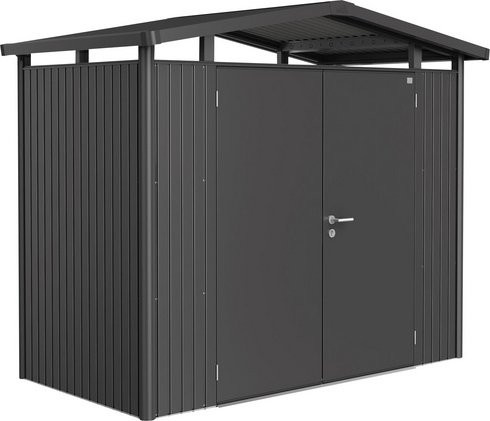 Biohort Gerätehaus Panorama aus Metall in Dunkelgrau-metallic mit Satteldach und Doppeltür, B/H/T: 273 x 227 x 158 cm - Bild 2