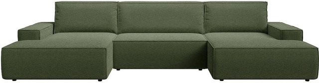 Vente-unique Schlafsofa Amelia in Grün mit Strukturstoff - Bild 1