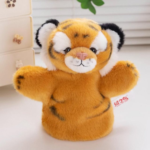 Yiran toy Tiger Plüschpuppe, Braun Weiß, 20cm, Handpuppe - Bild 1