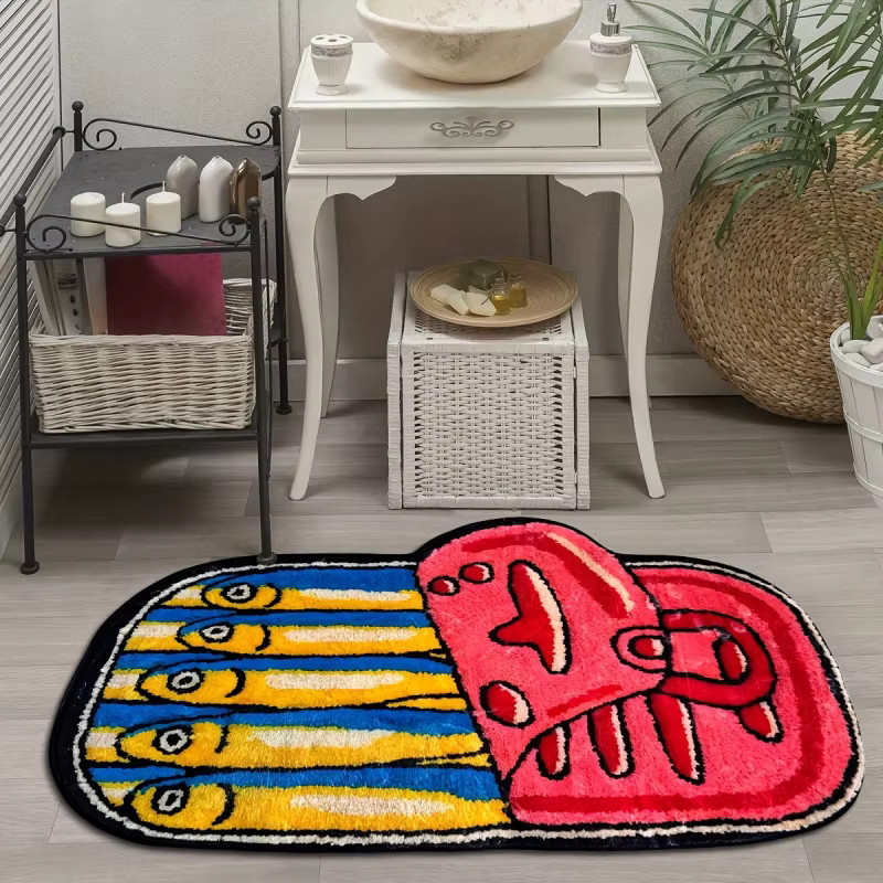 VIKAMA Teppich mit Sardinen-Print in Multicolour, rutschfest und pflegeleicht, B/T: 60 x 40 cm - Bild 4