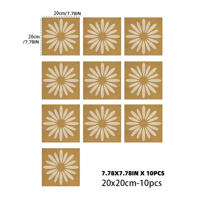10 Stück Sonnenblumen Wandaufkleber aus PVC in Gelb für Küche und Badezimmer, Fliesen-Dekor zum Aufkleben, B/H: 20 x 20 cm - Bild 5