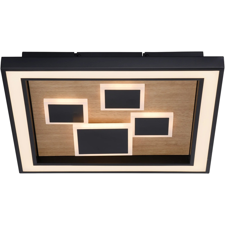 Paul Neuhaus LED-Deckenleuchte Eliza in Schwarz und Eichenholz Natur, B/T/H: 48 x 48 x 2 cm - Bild 2