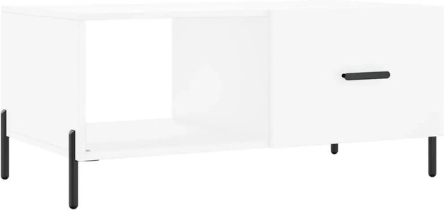 vidaXL Couchtisch Weiß in Eiche-Optik aus Holzwerkstoff und Eisen, B/T/H: 90 x 50 x 40 cm - Bild 1