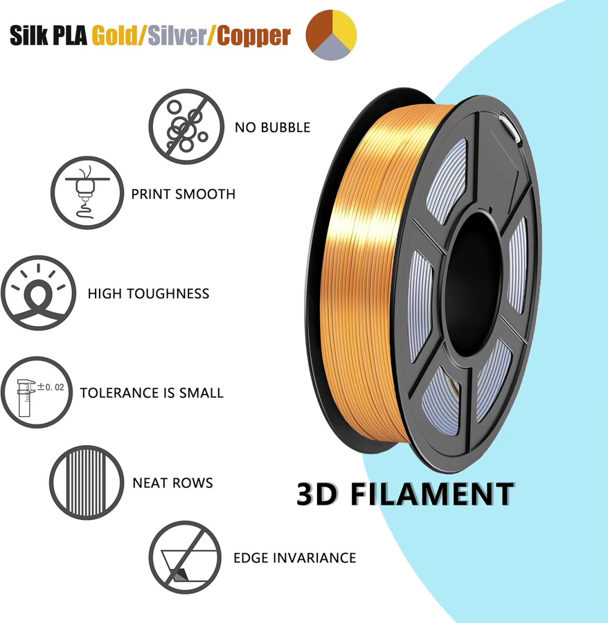 3D Maliang Seiden-PLA-Filament für FDM-3D-Drucker, mehrfarbig, Durchmesser: 1,75 mm, 4er-Pack à 250 g - Bild 3