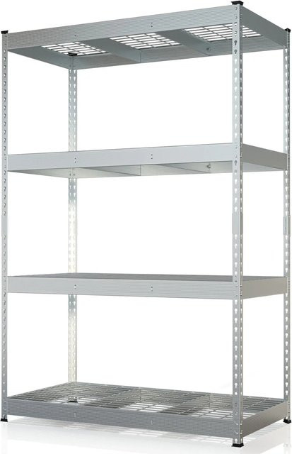 Floordirekt Schwerlastregal Yukon Rivet mit 4 Böden, verzinkt, Farbe: Silber, H x B x T: 180 x 120 x 60 cm - Bild 1
