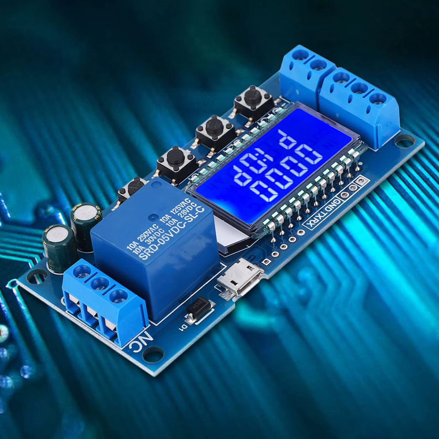 Qiilu Zeitverzögerungsrelaismodul mit LCD-Display als Ausschaltzyklus-Timer in Blau und Multicolour (5V 12V 24V) - Bild 2