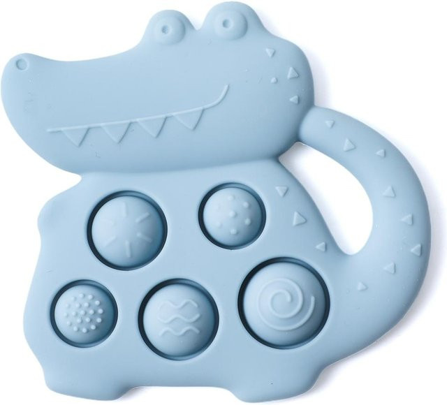 Binchi Outdoor Product Dinosaurier Beißring aus Silikon für Babys, Blau, BPA-frei - Bild 1