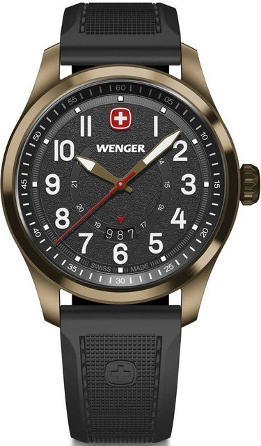 Wenger Herrenuhr Terragraph, Quarz, Edelstahl, 43 mm, Silikon, Schwarz, 10 ATM - Bild 1