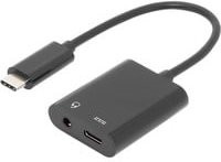 Digitus USB-C Audio Adapter mit USB-C Buchse und 3,5 mm Klinkenanschluss, Schwarz - Bild 1