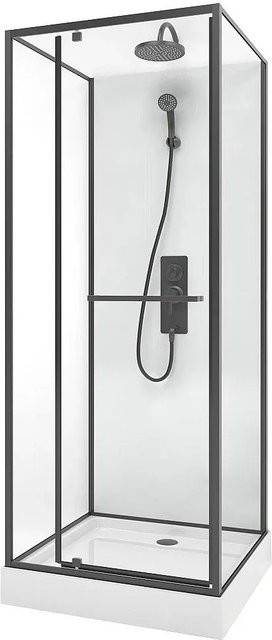 Savito Duschkabine Schwarz Weiß Breite: 80 cm - Bild 1