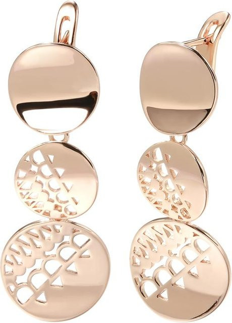Lange Hängeohrringe Roségold, Kupfer, Zirkonia, Damen - Bild 1