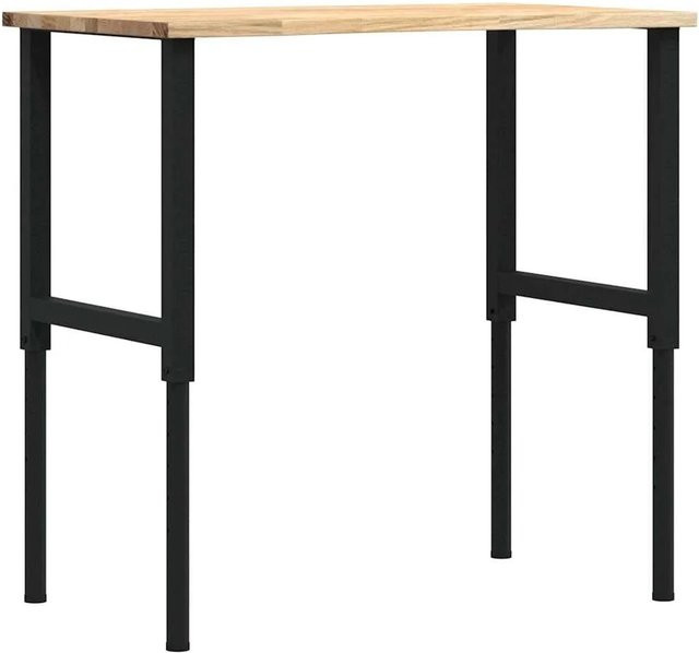 vidaXL Werkbank aus Massivholz Eiche und pulverbeschichtetem Metall, Farbe: Schwarz, B/T/H: 100 x 60 x 71,5-98 cm - Bild 1