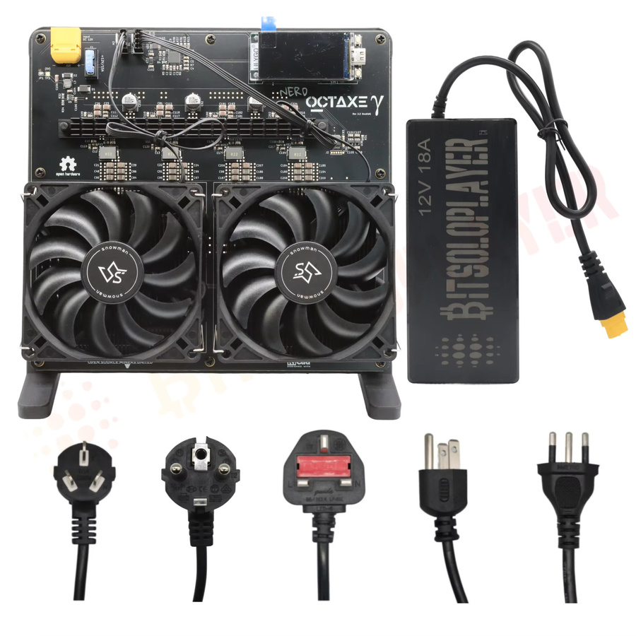 Bitsoloplayer NerdOCTAXE Rev3.1 Bitcoin-Miner mit BM1370-Chip, 12TH/s, 200W, Schwarz - Bild 5