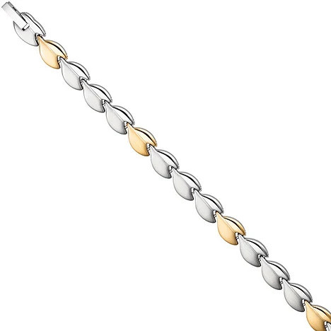 Colfem Armband Edelstahl, mattiert, bicolor, goldfarbene Beschichtung, 20 cm - Bild 1