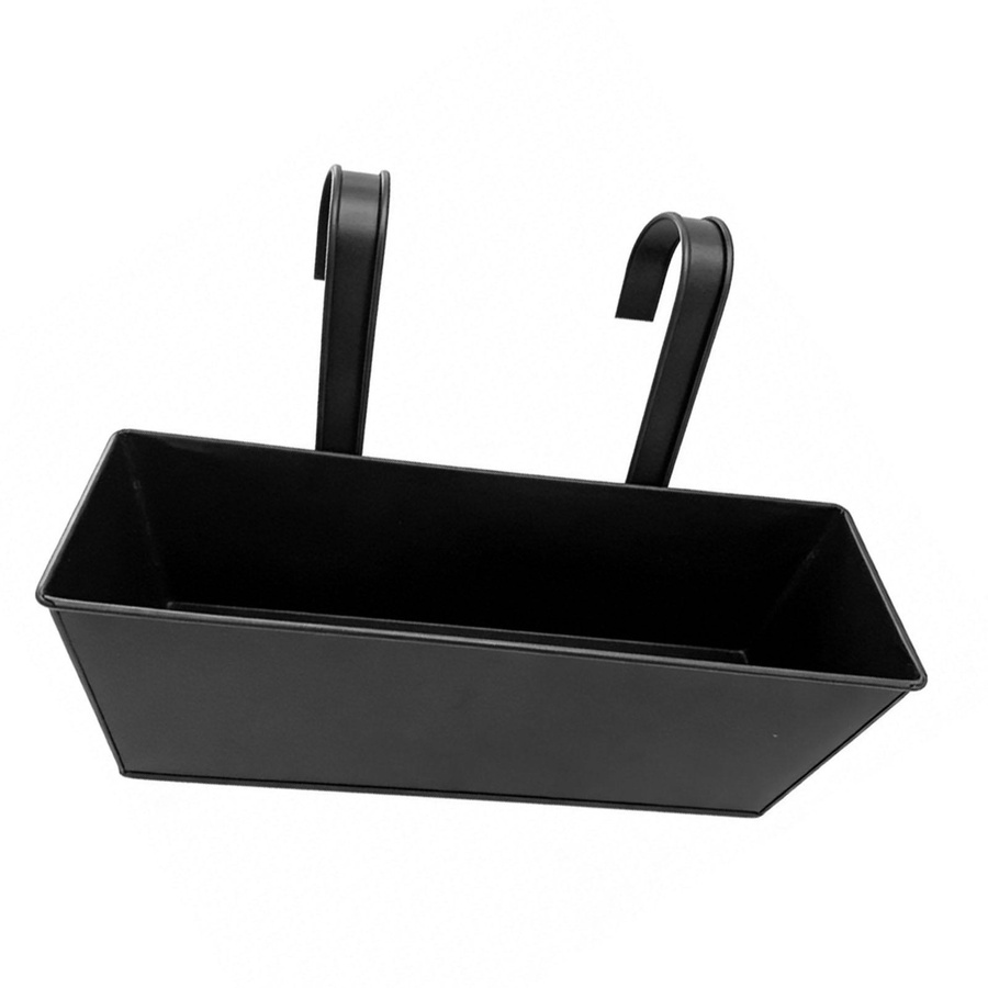 Fishine Balkonkästen aus Metall mit Haken und Drainagelöchern, 2er-Set, Schwarz, Größe L - Bild 2