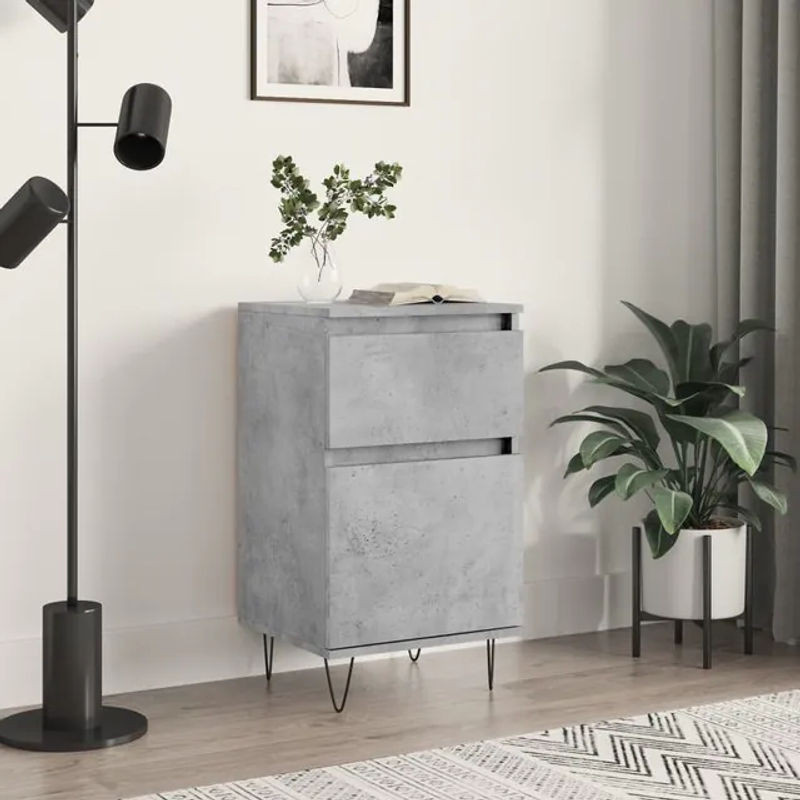 Vidaxl Kommode im Industrial Design aus Holzwerkstoff und Metall, Grau, B: 40 cm, T: 35 cm, H: 70 cm - Bild 1