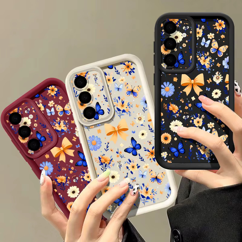 Stoßfeste TPU Handyhülle mit romantischem Garten-Muster für Samsung Galaxy S25 S24 S23 Ultra S25 Edge S24 S23 FE S22 Plus in Multicolour und Blau - Bild 1