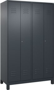 C+P Spind Classic PLUS Schwarz-Weiß mit 4 Abteilen, Füße, Zylinderschloss, B/T/H: 120 x 50 x 195 cm - Bild 1